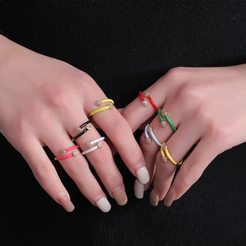 Trendikas Naiste ja Mood Vase Värvi Avatud Ring Tsirkoon Nool Disain Värviline Rõngas Klassikalise Poole Ehted Reguleeritav Sõrme Sõrmus