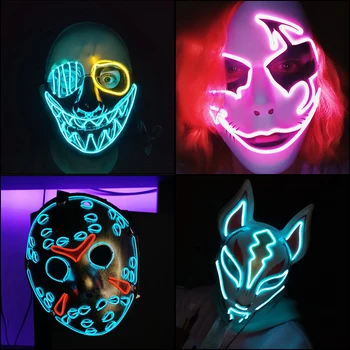 Mood Filmi Cosplay Mask süttib LED Mask Halloween Pool Masque Maskeraad Halloween Maskid Õudus Mask Tilk Laeva