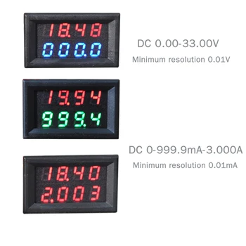 4 Bitt 0-33V 3A KS Voltmeeter Ammeter Digitaalne LED Dual Display Amp Volt meetri Kõrge Kvaliteet Kõrge-täppis-Minimaalne resolutsioon 0,1 MA