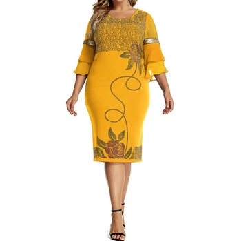 Aafrika Kleidid Naiste Riided Teemandid Kleidid Riided Asukoht Daam Midi Elegantne Ankara Kleit Suured Suured Mõõdus