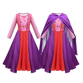 Sarah Sanderson Hocus Pocus 2 Tüdruk Printsess Kleit Lapsed Varjatud Halloween Kostüümid Nõid Winifred Anime Cosplay Seelik Sobib Rüü